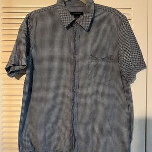 Calvin Klein Navy Checkered Button Down Shirt